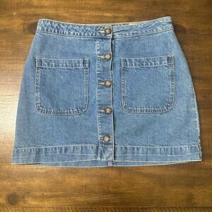 Free People We The Free Button Front Denim Mini Skirt High Rise SIZE 30